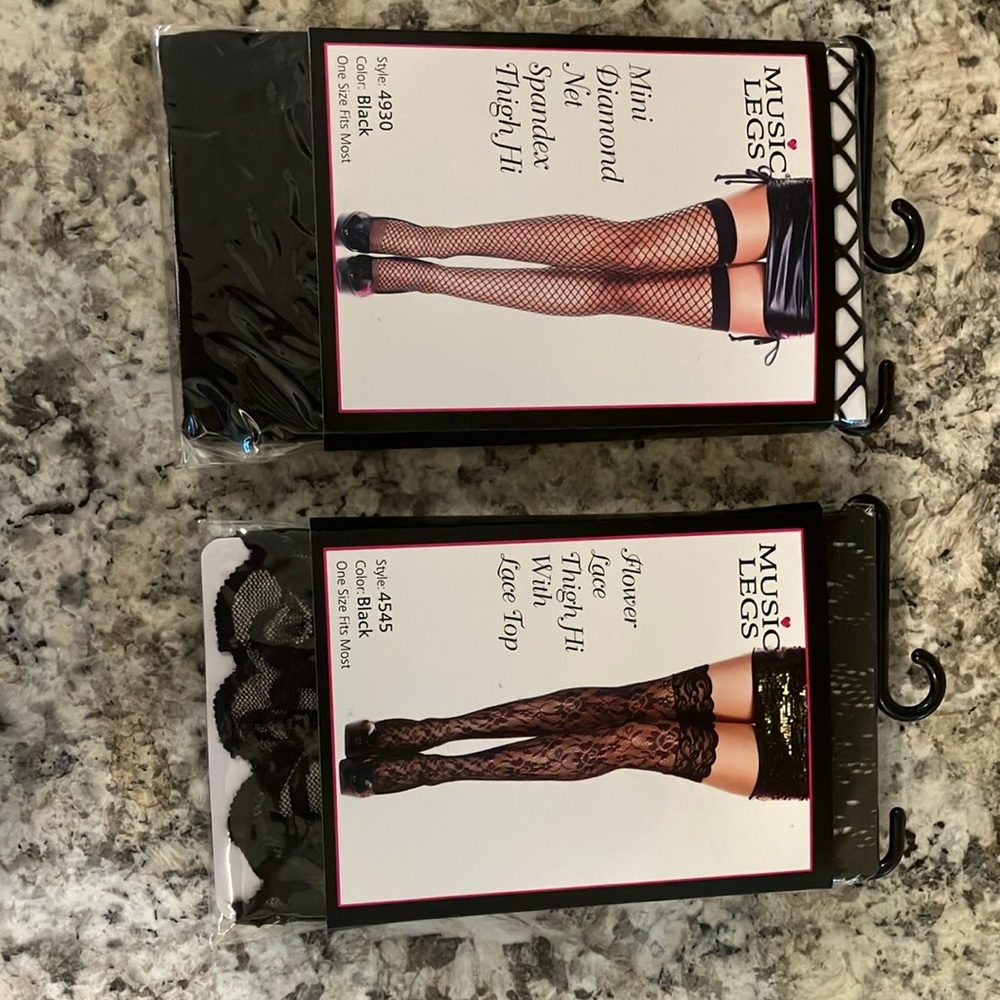 2 pairs Black Lace Fishnet Stockings- perfect for Valentine’s Day. BRAND NEW